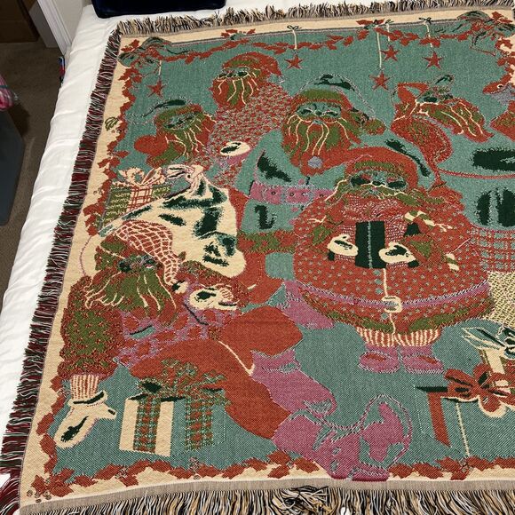 Beacon Christmas Santa Claus Tapestry Throw Blanket ~62x54" Made in USA - Picture 13 of 14